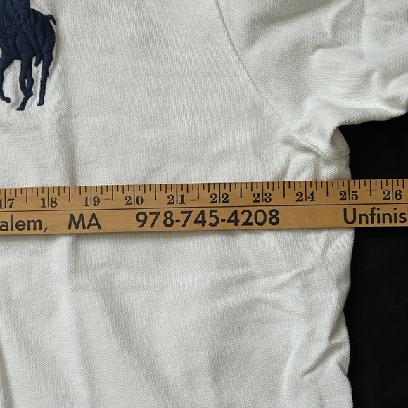 Polo Ralph Lauren Polo Shirt Men 2XL White Blue Big Pony #5 Embroidered Logo - Picture 4 of 7